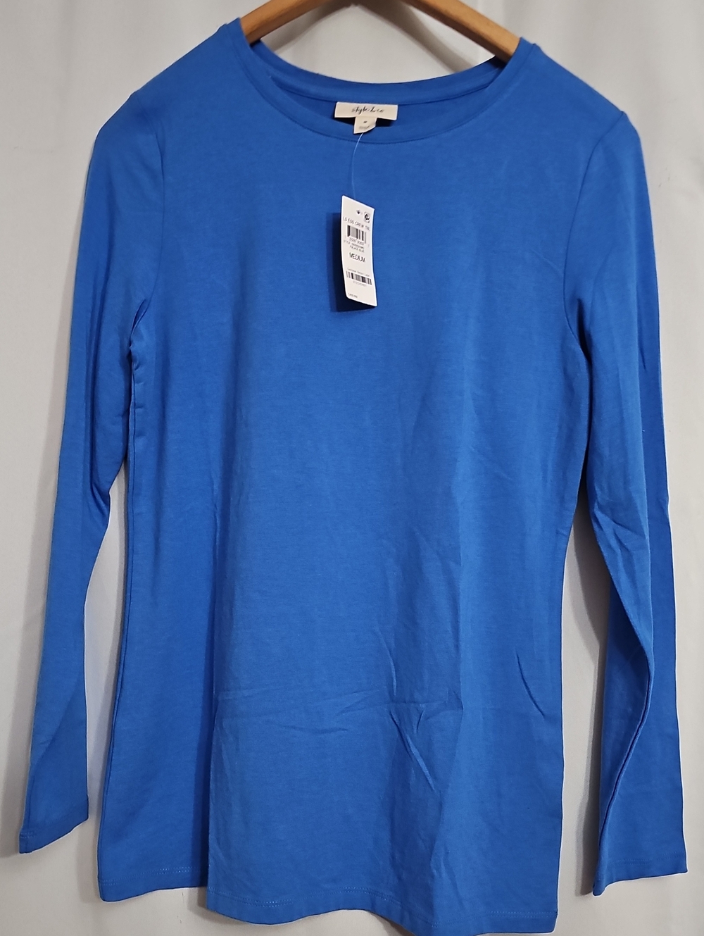 Long Sleeved Round Neck Top Style & Co. Women's Medium Palace Royal Blue New